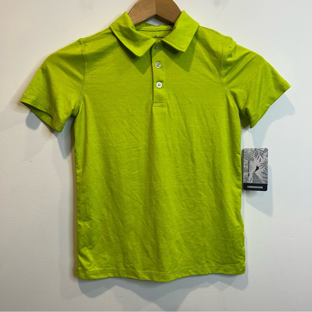 Tommy Bahama Active Boys Jersey Short Sleeve Polo Shirt neon green